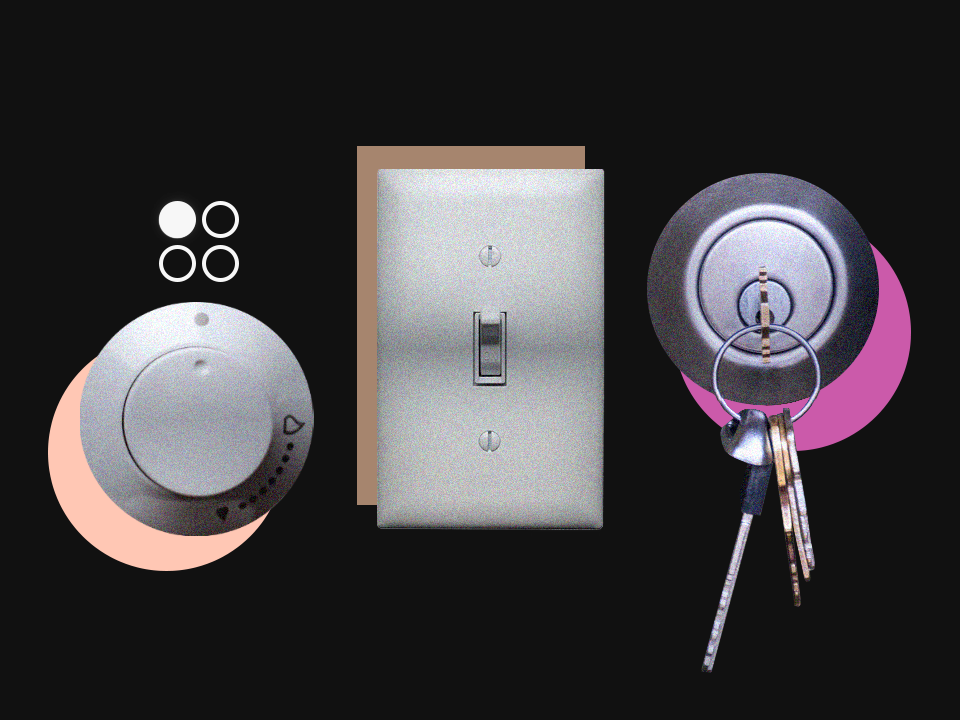 icons symbolizing common compulsions like a stove knob, a light switch, and a lock