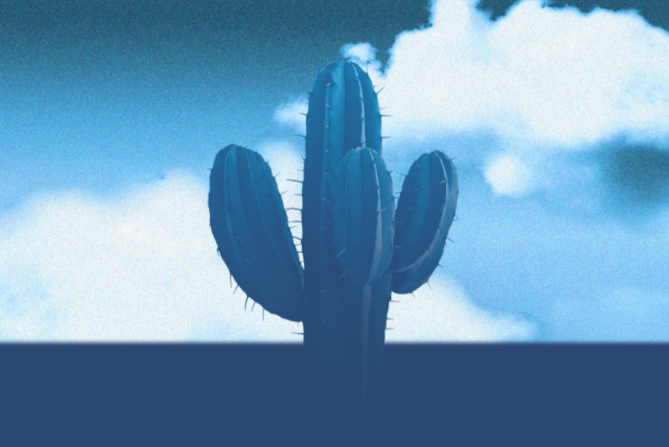 blue cactus symbolizing how to not feel lonely