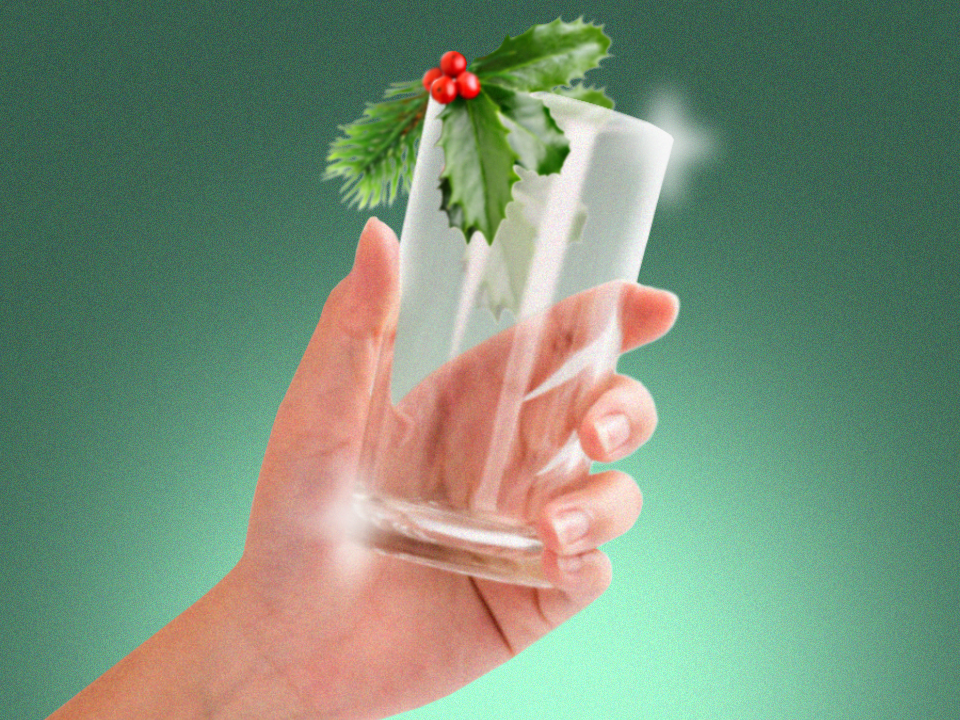 an empty glass because the person is Staying sober during the holidays