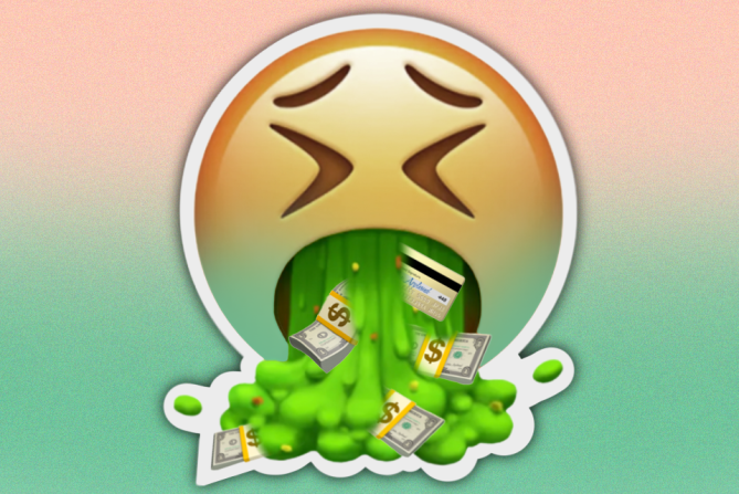 Emoji showing money stress