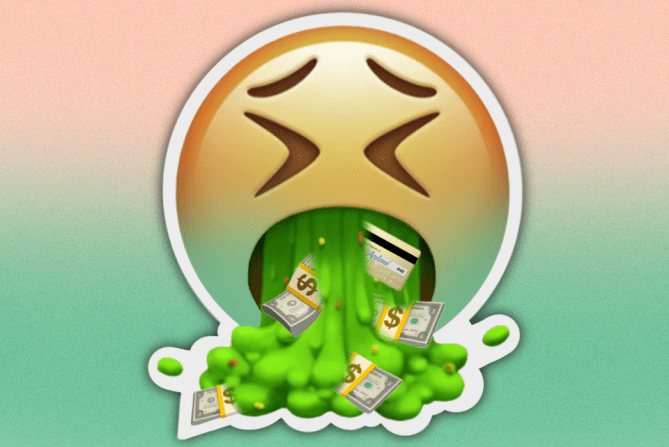 Emoji showing money stress