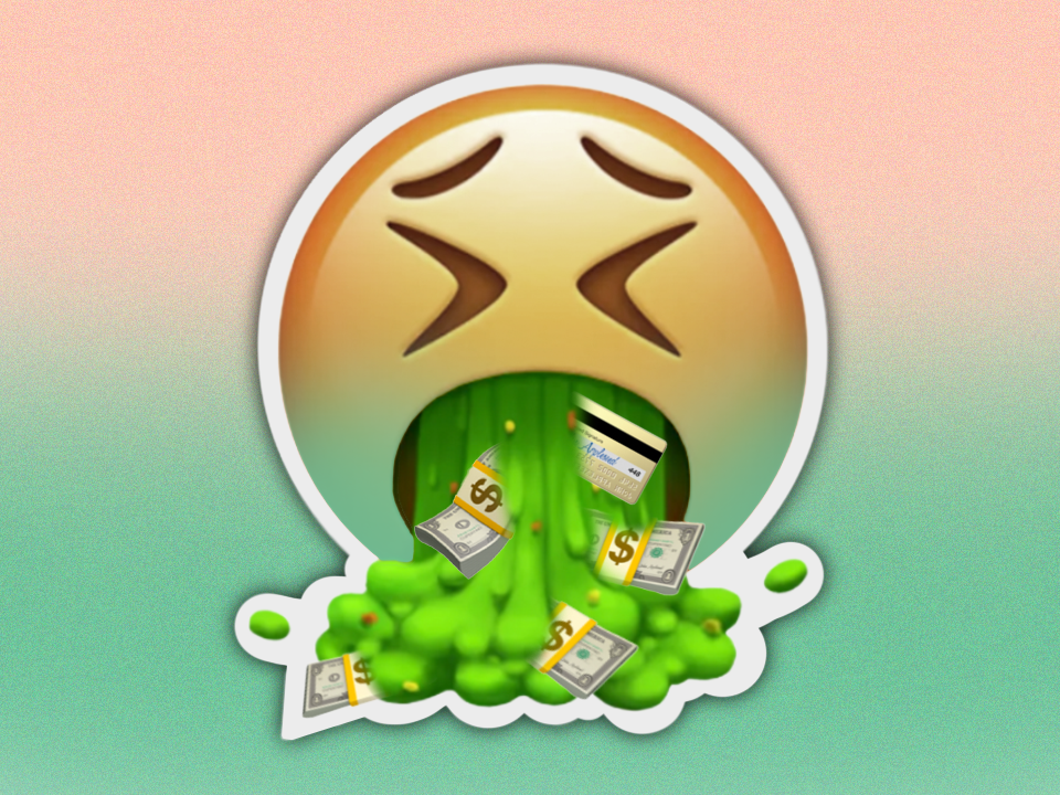 Emoji showing money stress