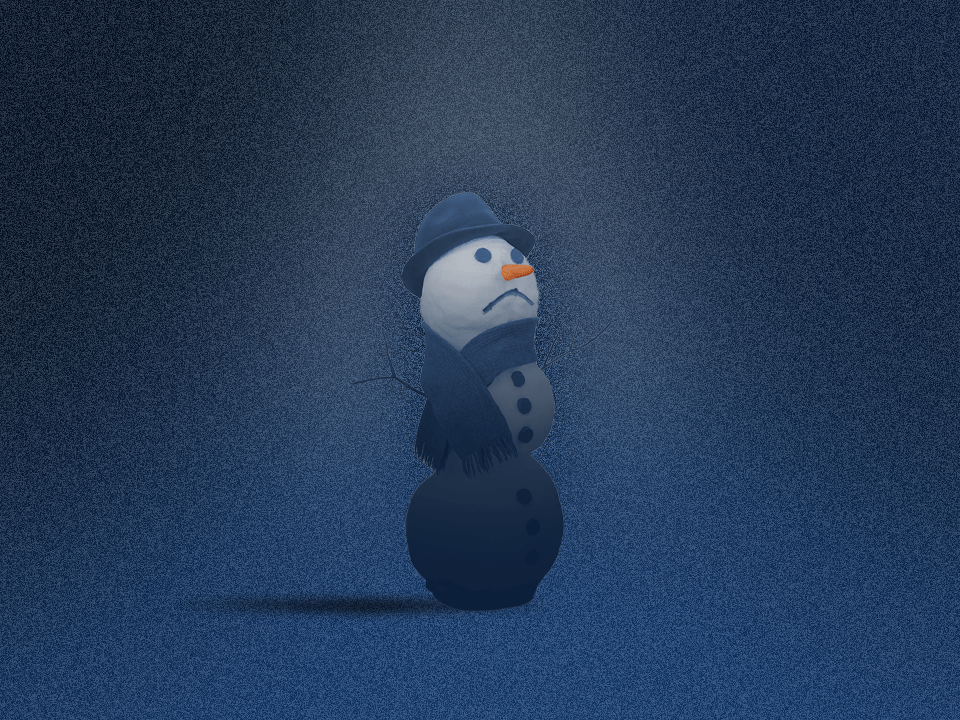 A sad snowman to represent seasonal depression