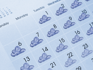 calendar with only grey storm clouds