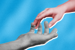 Two hands reaching for each other to symbolize how to help someone with depression