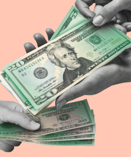 two hands with cash implying how to deal with money in relationships