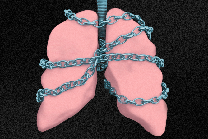 chains on lungs indicating shortness of breath from anxiety