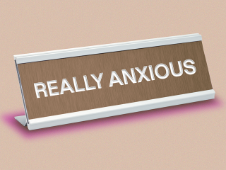 a name plate indicating someone has high-functioning anxiety