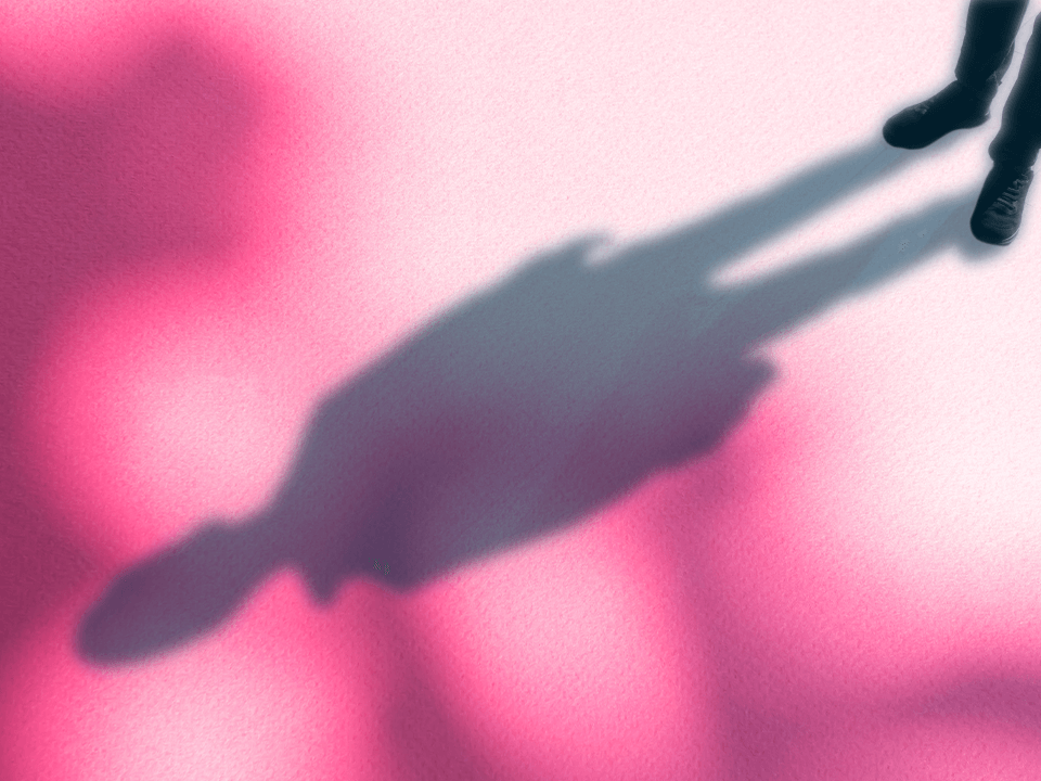 Shadow on pink background to illustrate shadow work