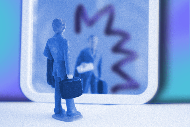 A figure looking in the mirror to represent a narcissist