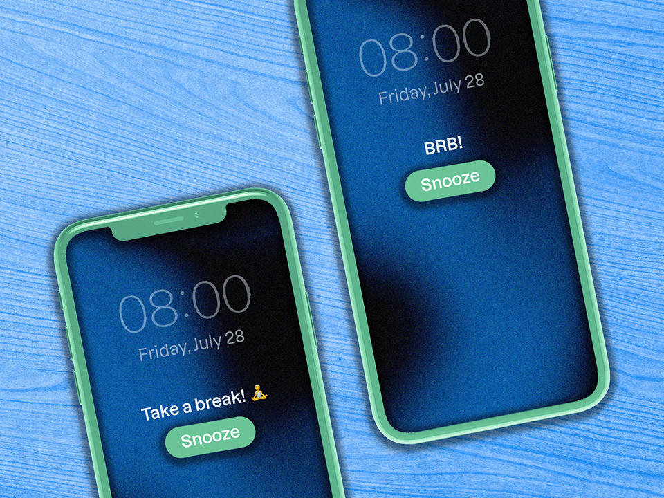 Phone alarm reminding someone to take a pause