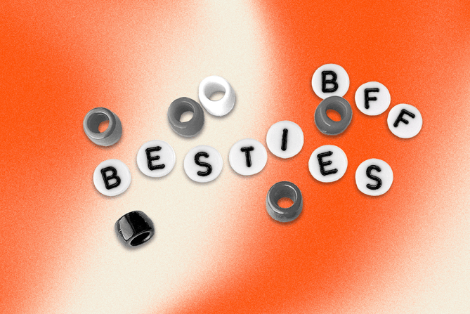 Friendship bracelet beads spelling out BESTIES and BFF