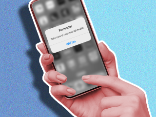 Phone with reminder to do self-care