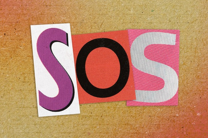 The letters S O S
