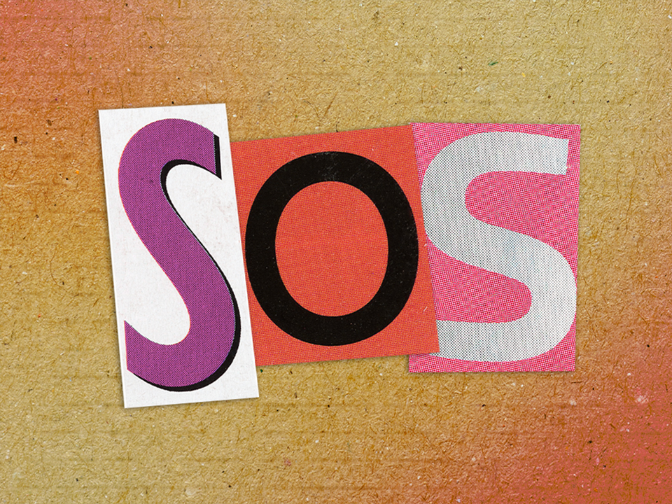 The letters S O S