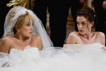 Brides looking at each other