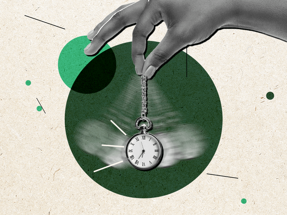 A person holding a pocket watch to represent time management