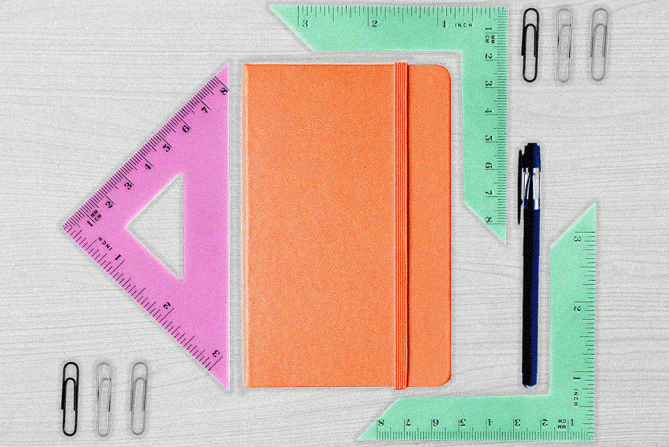 supplies neatly in a row to represent perfectionism