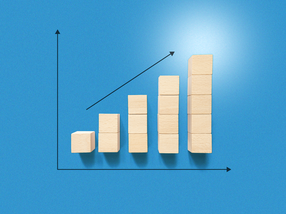 a line graph showing increasing self-worth