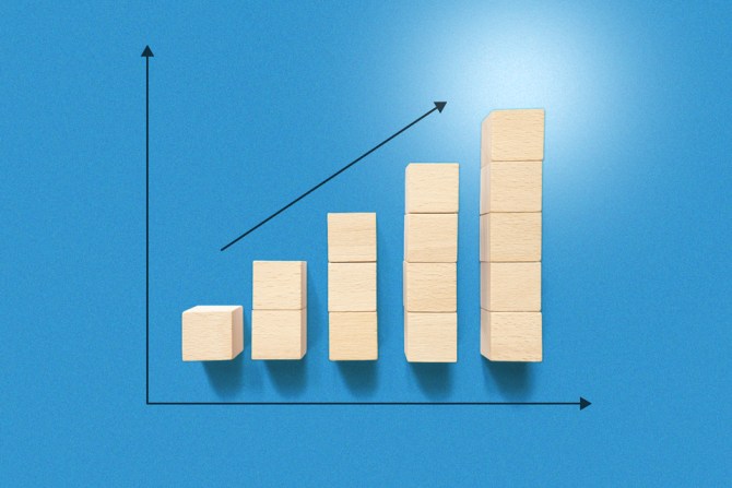 a line graph showing increasing self-worth