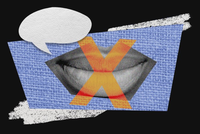 a mouth being covered up by an X