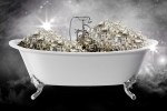 a bathtub full of money that has been manifested